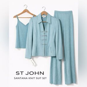 St. John Evening Santana Knit 3 Piece Crystal Set Jacket Pants Tank Size 4/S